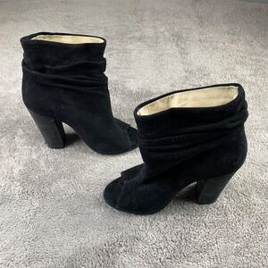 Chinese Laundry Suede Open Toe Mid-Calf Bootie Boots Womens 5.5 Black